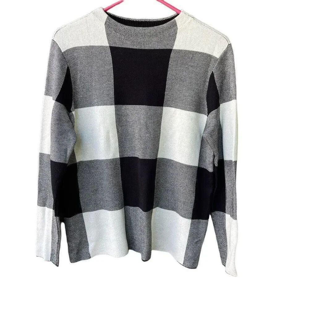 J. Jill size M Colton mock turtleneck big checked sweater.